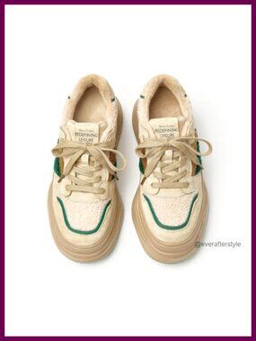 Fur Lined Suede Winter Platform Sneakers for Women